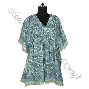 Bloque de mano impreso algodón Kaftan hecho a mano indio caftán KFCS107 Abaya Kaftan caftan árabe Jalabiya Dubai moda mano bloque estampado - Product Image 5