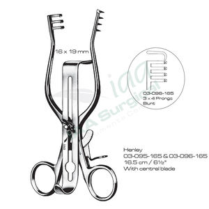 Retracteur Henley manuel chirurgical complet en acier inoxydable allemand auto-serrant avec lames centrales - Product Image 4