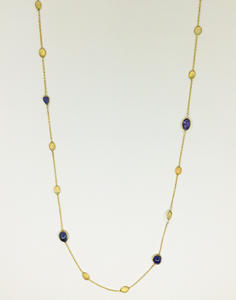 Uso diario 925 plata esterlina ópalo tanzanita piedra preciosa mujeres clásicas usan collar de cadena larga hecho a mano - Product Image 3