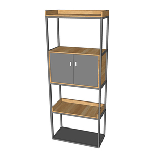 Standing Type Decorative Shelf with <b>Drawers</b> Rubber Wood and Iron Frame KS68121 for Living Room - Product Image 5