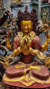 Statue artisanale d'art en laiton indien, Figurine Amitabha bouddha, népal, Art bouddhisme religieux, collection - Product Image 6