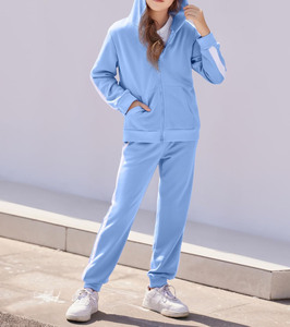 Low MOQ Plus Size Women Casual Jogger Suit <b>Plain</b> Color Women <b>Tracksuit</b> Street Wear New Arrival Women Track Suit for Adult Ladies - Product Image 3