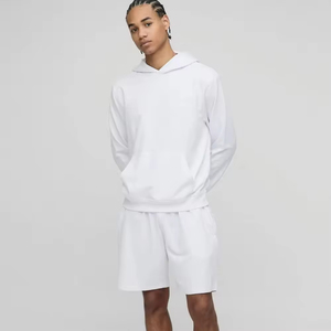 Venta al por mayor de 2 piezas de Sudadera con capucha y pantalones cortos para hombre de secado rápido de manga completa transpirable para el invierno de talla grande opciones - Product Image 1