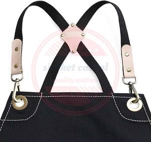 Tablier de salon de coiffure de qualité supérieure avec poches bretelles croisées \ Tablier en cuir de coton personnalisé - Product Image 5