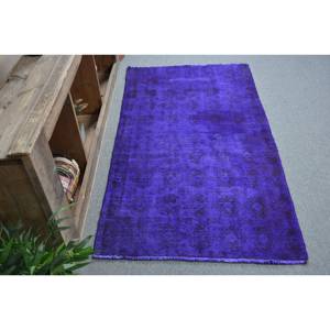 Moderne Classique 3x5 8ft Violet Vintage Tapis Turc Laine Patchwork Rectangle Design avec Latex Support pour Adolescents Chambres - Product Image 3