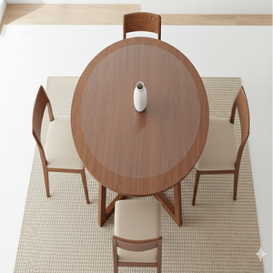 Mesa Redonda de Madera de Acacia Tribeca Loft con Tres Patas en Forma de L y Elegante Acabado en Nogal - Product Image 1