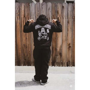 100% Polyester Black Tech Zip-Up Hoodie Knitted Material with Silk Screen Printing Solid Pattern Embroidered Techniques - Product Image 2