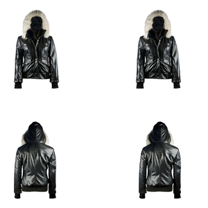 Veste en cuir noir haut de gamme pour femme, modèle 2026, très demandée, sur mesure, 100 % cuir de haute qualité, respirante, avec capuche, pour l'hiver - Product Image 5