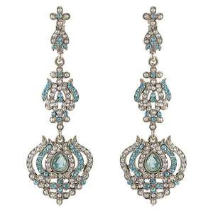 Boucles d'oreilles pendantes en pierre autrichienne Kriaa plaqué rhodium bleu pour les fêtes-1301431 - Product Image 1