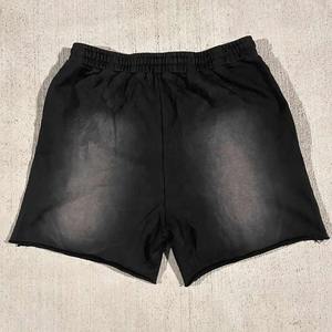 Verano pantalla impresión Logo lavado ácido Vintage algodón pantalones cortos Streetwear chándal camisetas y pantalones cortos conjunto hombres sudor traje logotipo personalizado - Product Image 6