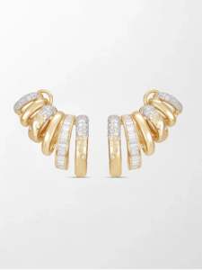 Pendientes Clásicos Blushing Claw Climber con Diamantes Cultivados en Laboratorio, 2.47 Ct, Color GH, Claridad VS, 214 Piedras, Oro Rosa de 14K, Línea Ascendente - Product Image 1