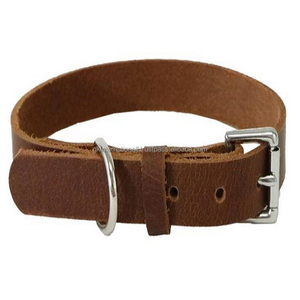 Collar de perro de cuero de doble capa negro o marrón de primera calidad para mascotas pequeñas o medianas con accesorios ajustables de níquel o latón - Product Image 2