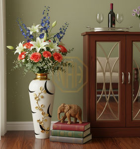 แจกันดอกไม้โลหะเคลือบลายหรูหรา แจกันเหล็กตกแต่งบ้าน ขายส่งจากโรงงานโดยตรง - Product Image 4