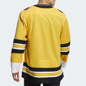 Camiseta Deportiva Profesional de Hockey sobre Hielo, Uniforme del Equipo de Boston, Amarillo, Negro y Blanco a Rayas, Cuello en V, Camiseta de Entrenamiento Atlético Sublimada, Ropa para Fanáticos - Product Image 2