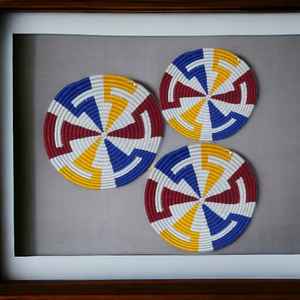 Elegant Hand Made Multicolor <b>Wall</b> Decor <b>Plates</b> Natural Sabai Grass Round Set Wicker Hanging Basket for Living Room <b>Wall</b> Mounted - Product Image 5