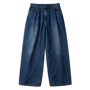 Jean en denim ample 100 % coton pour homme, coupe large, style streetwear oversize, vintage, écologique, délavé foncé pour l'hiver - Product Image 2