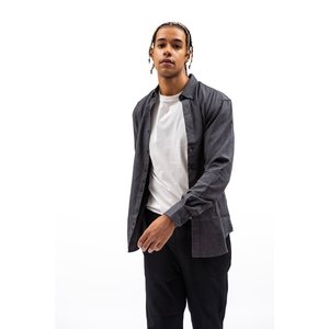 Camicia da uomo in flanella nera semplice - Product Image 4