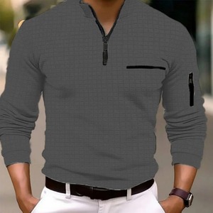 Manga larga, estilo cómodo, transpirable 2025 nueva primavera y otoño venta rápida de cuello alto a cuadros para hombres - Product Image 3