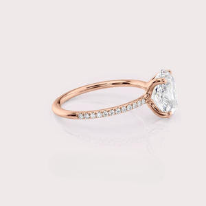 Anillo de Oro Blanco/Amarillo/Rosa de 14K de Alta Calidad con Diamante de Laboratorio Ovalado Vintage, Certificado IGI, Engaste Micro Pavé, Elegante para Uso Diario - Product Image 3