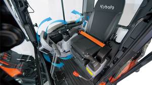 รถขุดไฮดรอลิกแบบตีนตะขาบขนาดเล็ก Kubota KX042-4 น้ำหนัก 4.2 ตัน พร้อมห้องโดยสารปิด ระบบ Eco Plus ปั๊มหลัก มอเตอร์ - Product Image 5