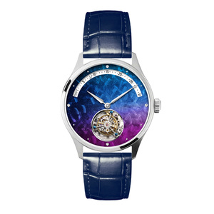 Relojes Mecánicos de Lujo para Hombre con Logotipo Personalizado OEM ODM, Tourbillon, Calendario Retrogrado, Caja de Acero Inoxidable de 40 mm, Correa de Cuero - Product Image 3