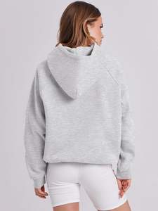 Sudadera con capucha de lana de manga larga informal de punto de invierno para mujer con hombros caídos sudaderas con capucha transpirables de gran tamaño - Product Image 3