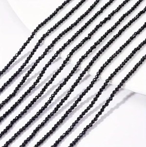 Couleur noire Hydro Quartz Rondelle Micro perles à facettes 2mm, 3mm, 4mm brillant rond Hydro perle perles en vrac pour la fabrication de bijoux - Product Image 4