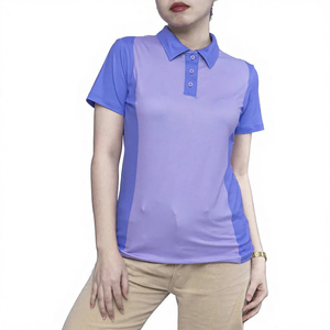 Women's Color Blocked <b>Short</b> <b>Sleeve</b> Polo Shirt Regular Fit Casual Quick Dry Knitted 100 Polyester - Product Image 5