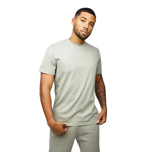 T-shirts décontractés pour hommes en couleur unie, manches courtes, coupe ample, col rond, mélange de coton, séchage rapide, respirant - Product Image 1