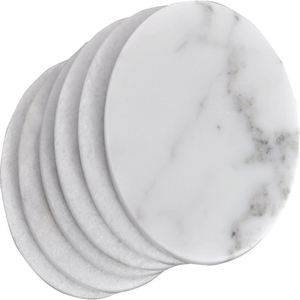 Top Quality Modern Style Marble White <b>Ceramic</b> <b>Coasters</b> with Stainless Steel Hardware Holder - Product Image 2
