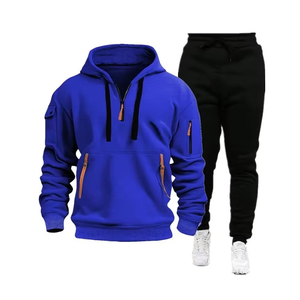 Tenue de sport décontractée 2 pièces avec logo personnalisé OEM pour hommes, survêtement de jogging brodé avec capuche et pantalon de survêtement, ensemble survêtement - Product Image 5