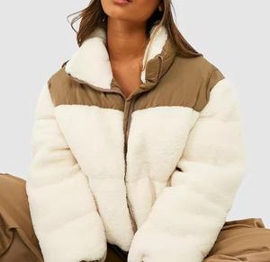 Venta al por mayor fabricante personalizado de gran tamaño impermeable Floral prendas de vestir exteriores de algodón con cremallera Sherpa Impresión de moda chaqueta de las mujeres - Product Image 3