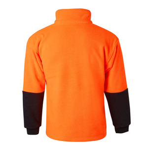 Index Apparel Men's Quarter Zip <b>Fleece</b> Sweatshirt <b>Orange</b> Black Color Blocking Regular Fit Casual Autumn Stand Collar - Product Image 2