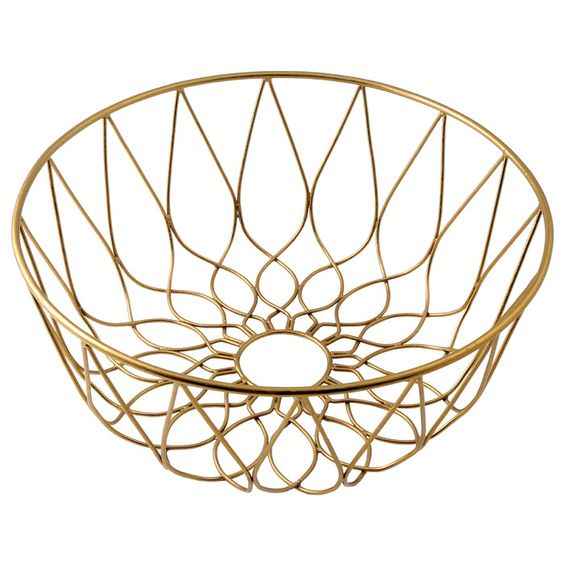 Unique Rough Handmade Gold Round Basket Brown Latest Design Fruit Basket and Wire Basket for Table Top & Kitchen Storage