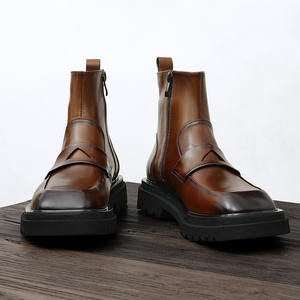 Botas Chelsea Retro de Cuero Vacuno con Absorción de Impactos y Suaves para Hombres, Ideales para Eventos Temáticos Vintage y Uso en la Oficina - Product Image 2