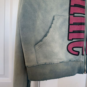 Sudadera con Capucha Personalizada de Alta Calidad OEM, Estilo Desgastado con Pedrería, Lavado Ácido, para Hombre, Invierno, Ropa Urbana 100% - Product Image 2