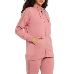 Conjunto de Dos Piezas de Pantalones Jogger de Manga Larga y Top Corto Sólido de Lujo de Última Moda para Mujer, Informal, 100% Algodón - Product Image 1