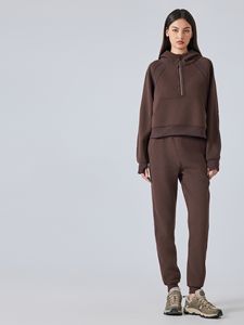 Automne hiver femmes nouveau chaud velours sport à capuche demi fermeture éclair Yoga costume avec quatre voies Stretch Fitness sport sweats à capuche - Product Image 5