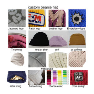 2025 haute qualité personnalisé hiver revers tricoté chapeaux broderie bonnets couleur unie unisexe chaud casquettes - Product Image 3
