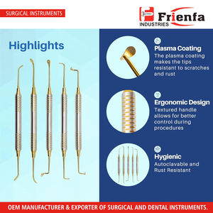 Kit de lifting des sinus (5 pièces) plaqué or, poignées antidérapantes, diamètre de 9 mm pour des procédures d'implantation de précision - Product Image 4