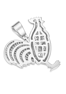 Pendentif coq en moissanite baguette plaqué argent 925 et rhodium, style hip-hop, moissanite VVS, cadeau unisexe - Product Image 6