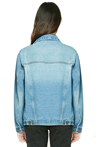 Veste en jean longue femme veste en jean femme coton bleu hiver veste en jean uni pour femme - Product Image 2