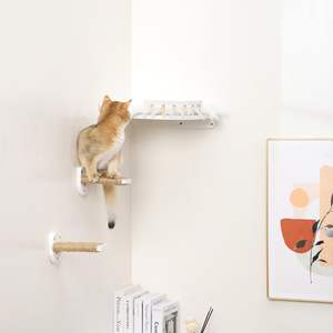 3-in-1 Modern Luxury White <b>Cat</b> Furniture Set Sisal Wood <b>Wall</b>-mounted Climbing Hemp Rope <b>Shelves</b> Perches Includes Scratching Pads - Product Image 6