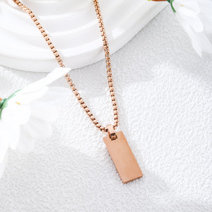 Mode Halsketten für Frauen Edelstahl Blank Bar Anhänger Halskette Silber Gold Schwarz Roségold Box Kette Choker Halskette - Product Image 3