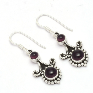 ต่างหูห้อยโกเมนสีแดงทำด้วยมือทรงกลมพร้อมตะขออุปกรณ์จัดงานแต่งงานขายส่ง - Product Image 1