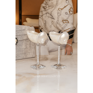Vasos de conchas marinas con base de tallo de cristal: copa de vino de concha de lujo, recuerdos de boda hechos a mano, Copas de cóctel, recuerdos de fiesta. - Product Image 1