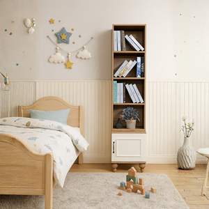 Mesita de Noche Arion Kids Nefes con Patas de Madera, Librería con Cuerpo de MDF, Librería Moderna - Product Image 1