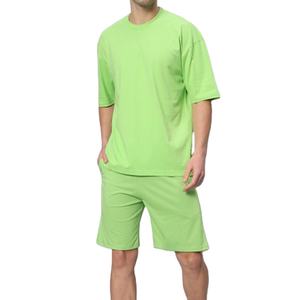 Ensemble de survêtement d'été respirant pour homme en coton de haute qualité, t-shirt à manches courtes et short assorti, ensemble deux pièces pour le sport - Product Image 1