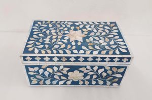 Cofre de joyería con incrustaciones de hueso hecho a mano, caja de joyería con incrustaciones de hueso de artesanía real con hermosos patrones incrustados para joyería nupcial - Product Image 3