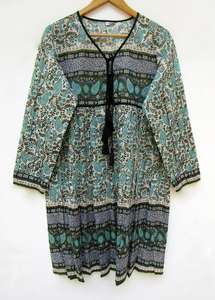 Robe d'été décontractée pour femmes de grande taille Mini robe maxi à imprimé floral bleu Bouton à manches longues régulier Prom naturel gratuit - Product Image 2